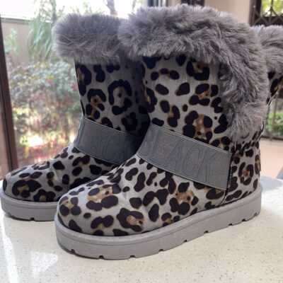 Leopard Grey Boots (Size 3)